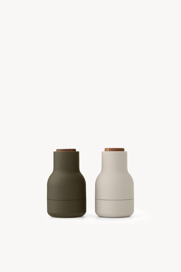 Mini Salt & Pepper Bottle Grinders - Hunting Green/Beige
