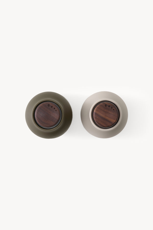 Mini Salt & Pepper Bottle Grinders - Hunting Green/Beige