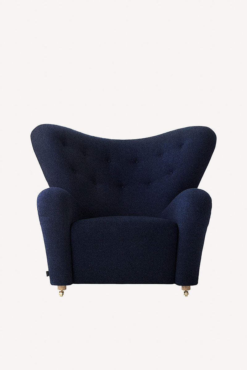 Blue chair with footstool online