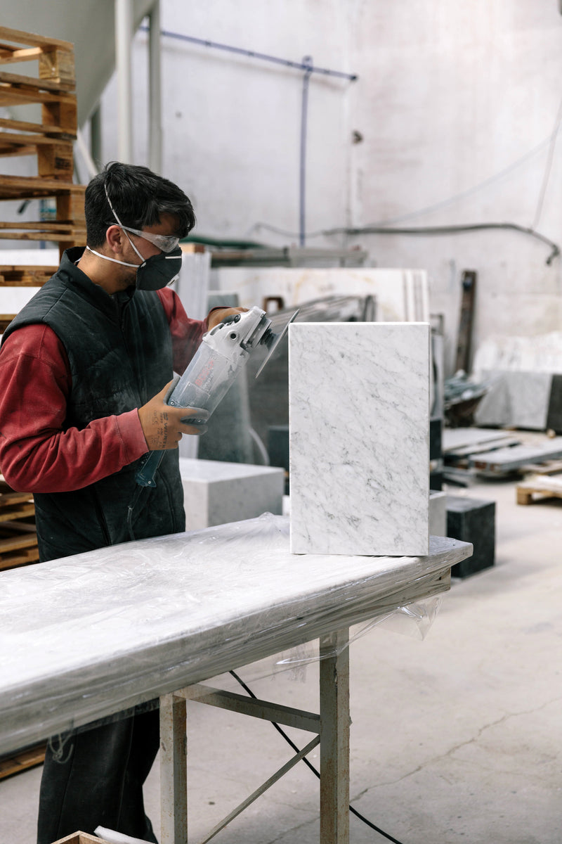 Plinth Marble Tables - White Marble