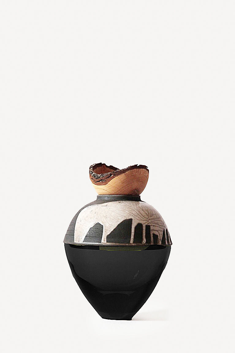 Stacking Vessel - Butterfly, Black Raku