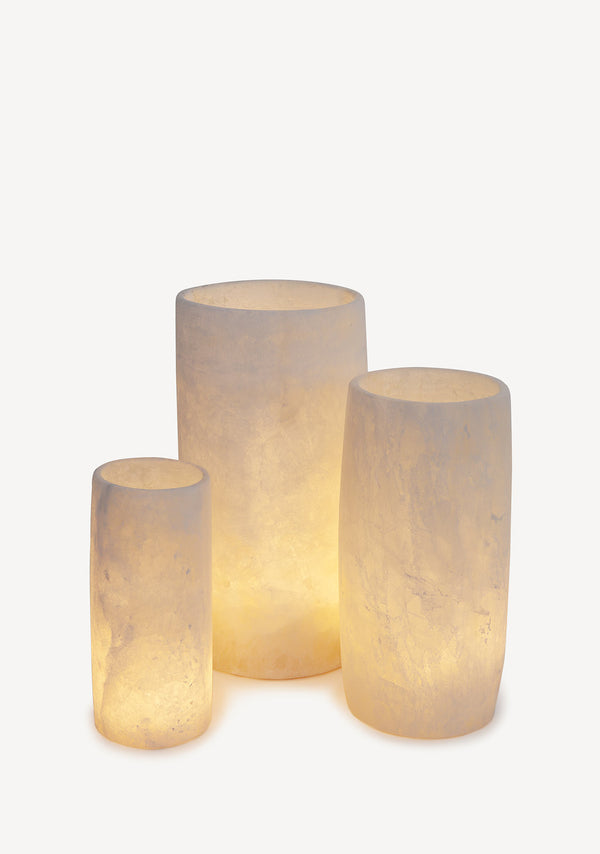 Decorative unique alabaster stone candle holders hurricane shape home centerpieces or decor