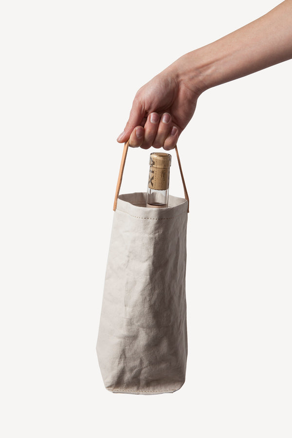 Paper Wine Bag with Leather Handle - All Colors