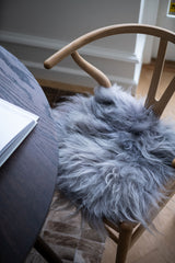 Sheepskin Seat Pad - Square, Gray Icelandic (short wool)