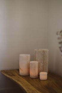 Unique decorative salt rock candle holders votives for windows or centerpieces in various sizes